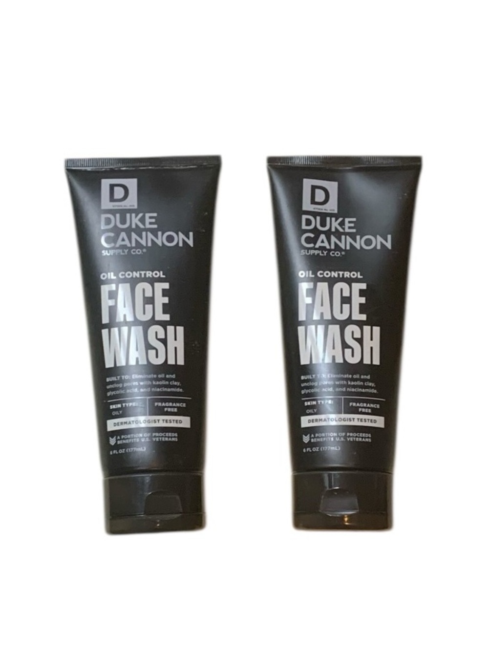 2 Duke Cannon Oil Control Face Wash 6oz For Men Clay Based Niacinamide Unscented